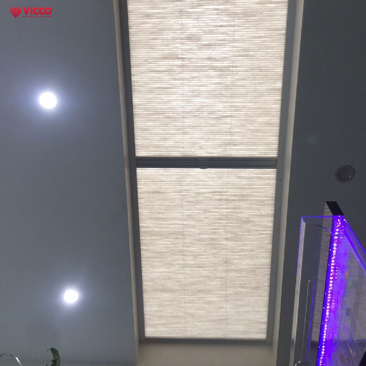 Hỗ trợ Đại lý Thi công công trình Rèm giếng trời kéo tay mở 2 bên tại Nhà khách ở Đông Anh