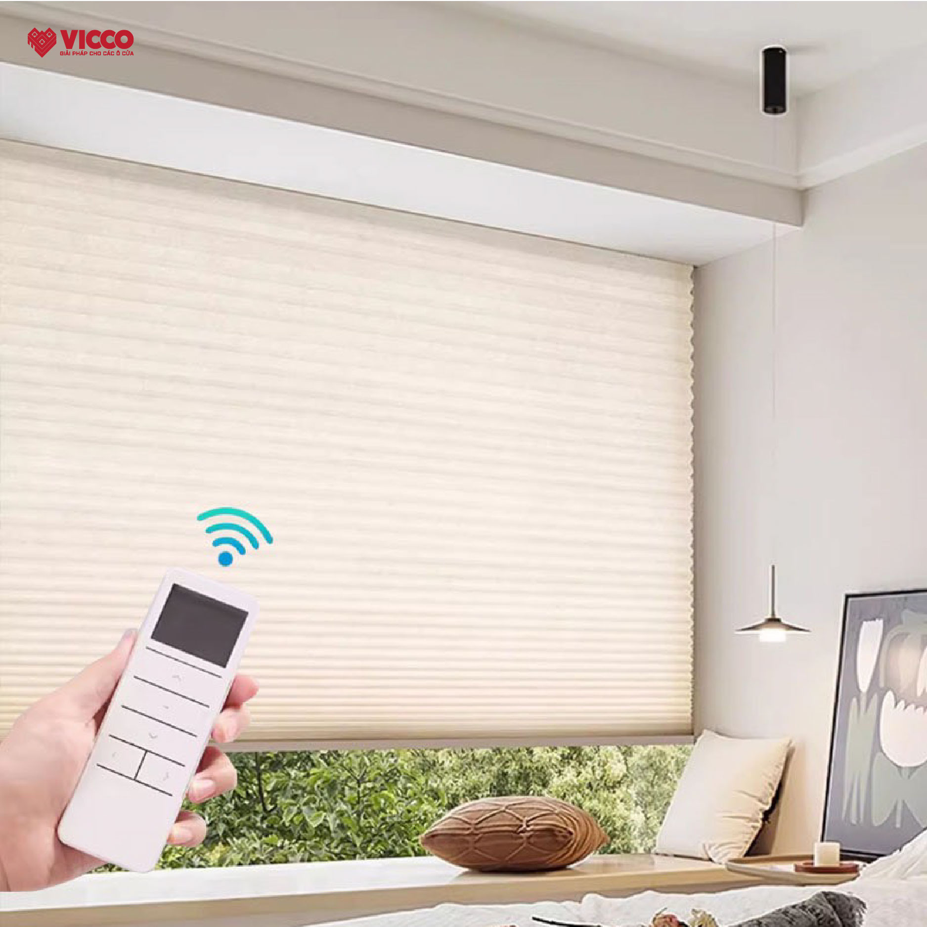 Rèm tổ ong tự động – Giải pháp tối ưu ánh sáng và riêng tư