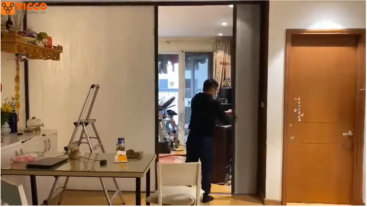 Vách ngăn phòng khách - ngủ | Thực hiện tại công trình CC Victoria Hà Nội