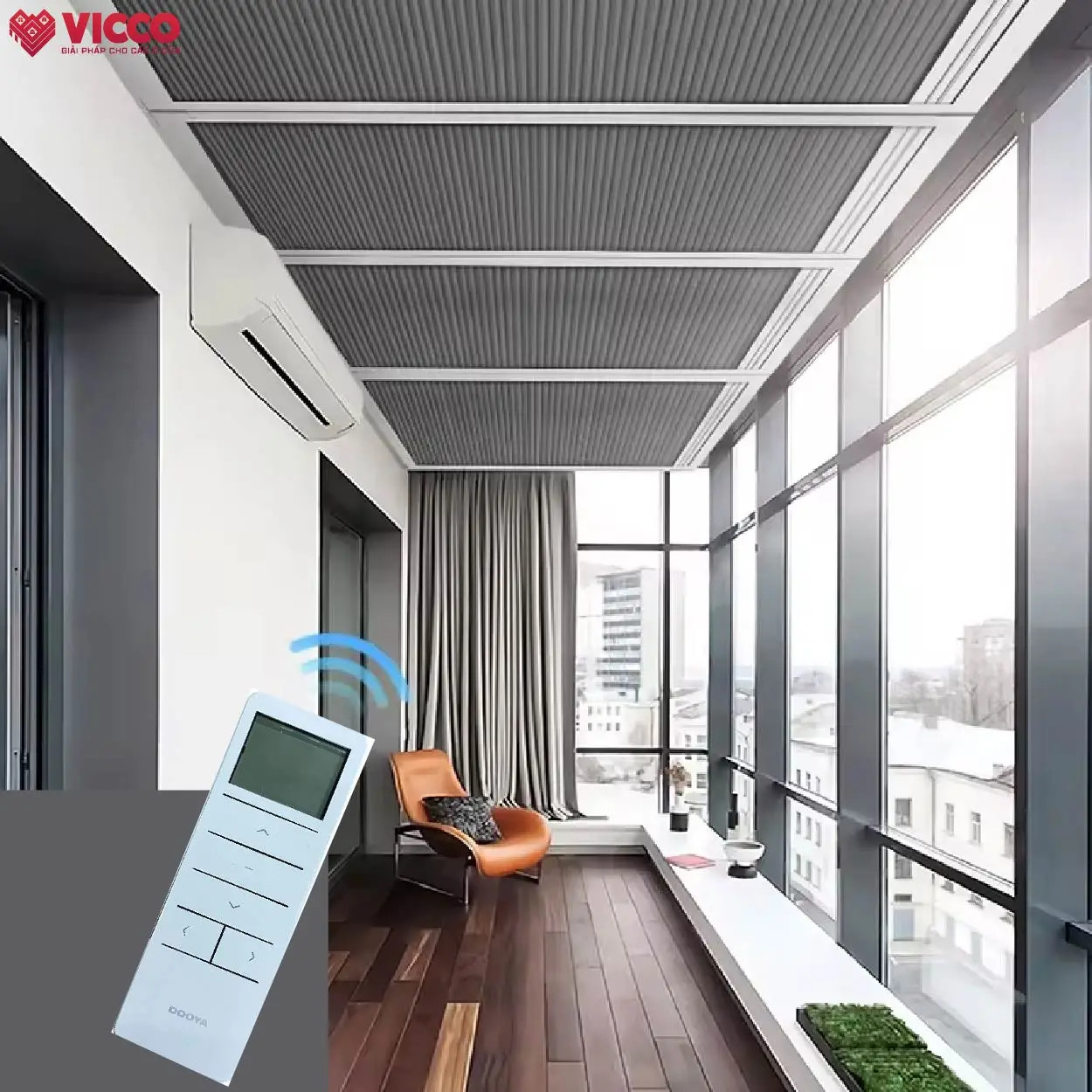 Tận hưởng ánh sáng tự nhiên mà không lo nóng bức với Rèm Che Mái Kính tự động cao cấp!