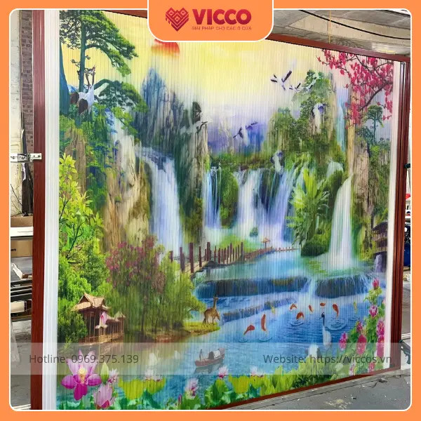 Vách rèm tổ ong in tranh 3D kết hợp lưới chống muỗi - Giải pháp trang trí và bảo vệ hiệu quả