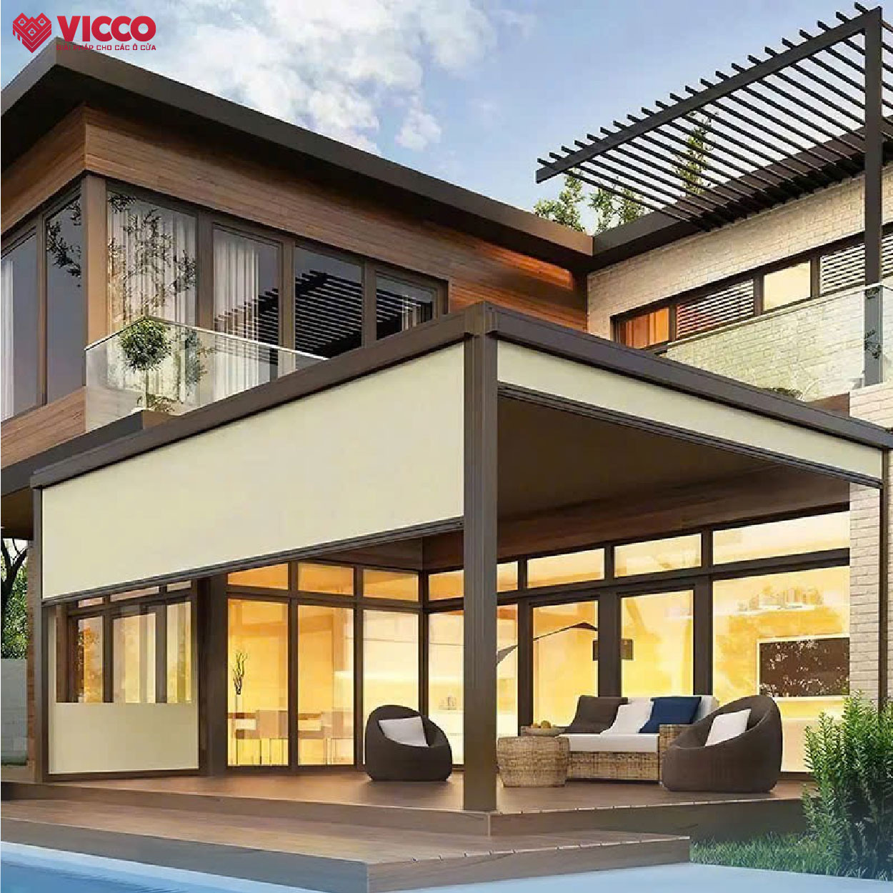 Rèm Che Sân Thượng Tránh Nắng Mưa