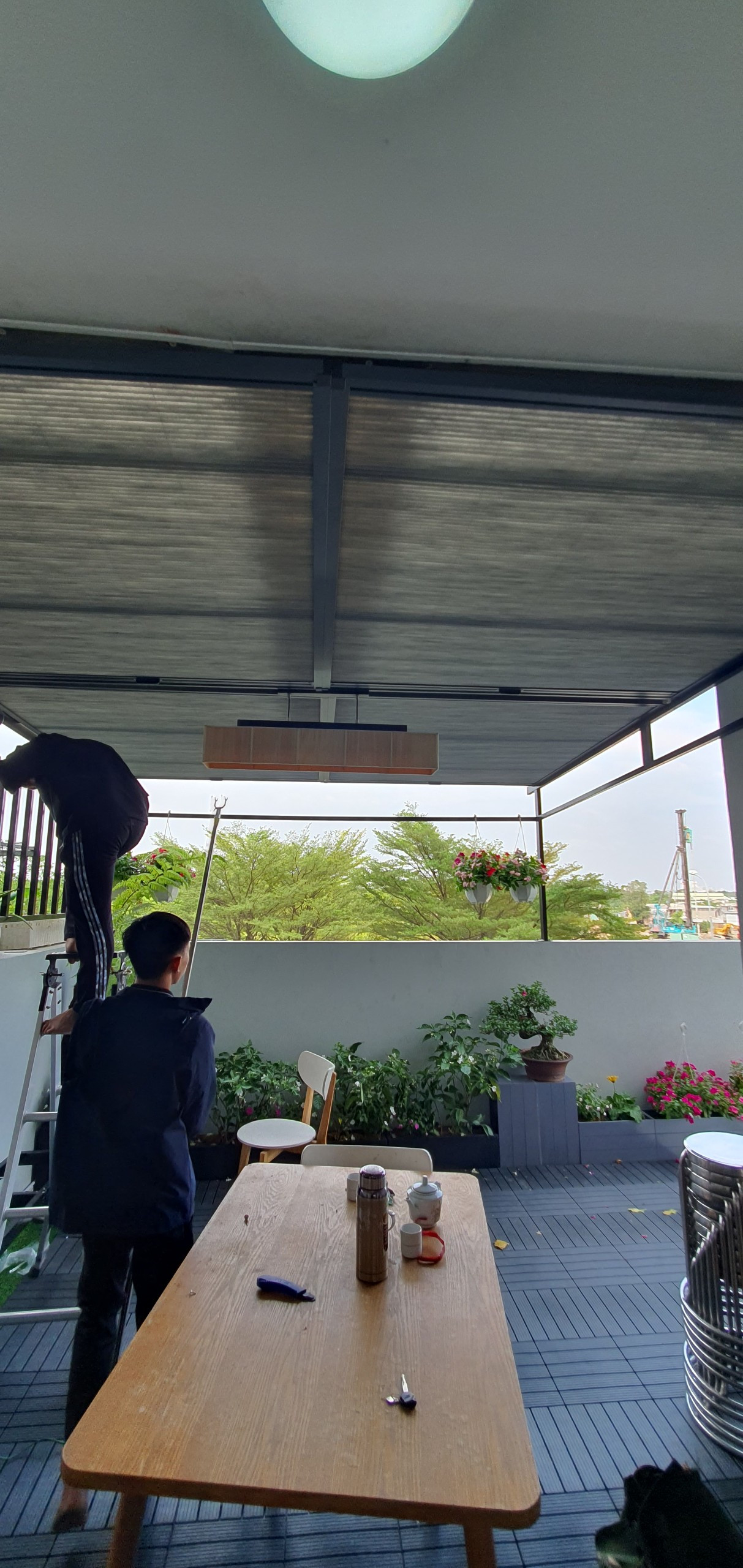 Thực tế thi công Rèm Giếng trời Kéo tay tại nhà khách hàng ở TP HCM