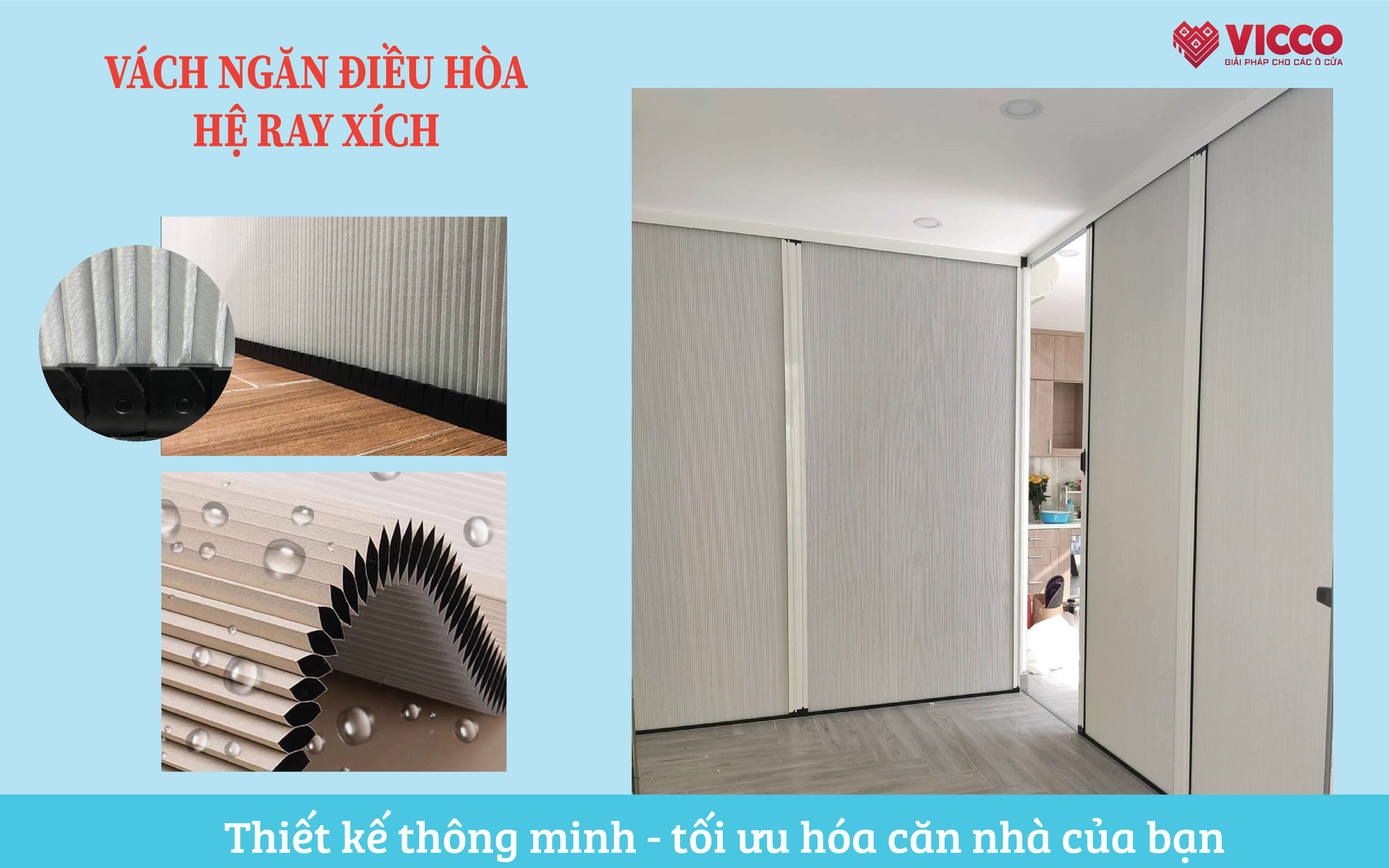 Vách ngăn điều hòa hệ ray xích – thiết kế thông minh tối ưu hóa căn nhà của bạn