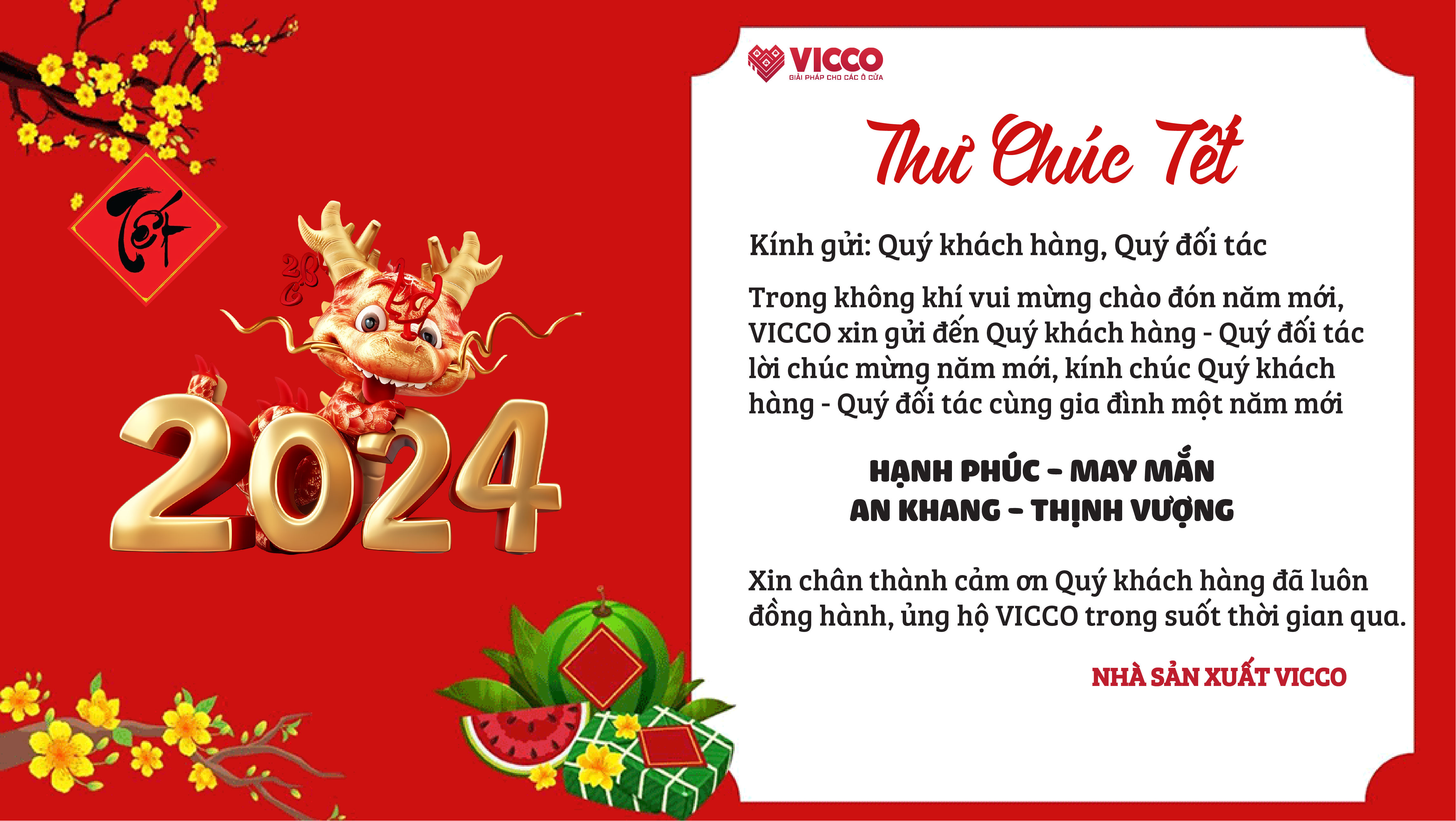 VICCO thông báo lịch nghỉ Tết Nguyên đán - Tết Giáp Thìn 2024