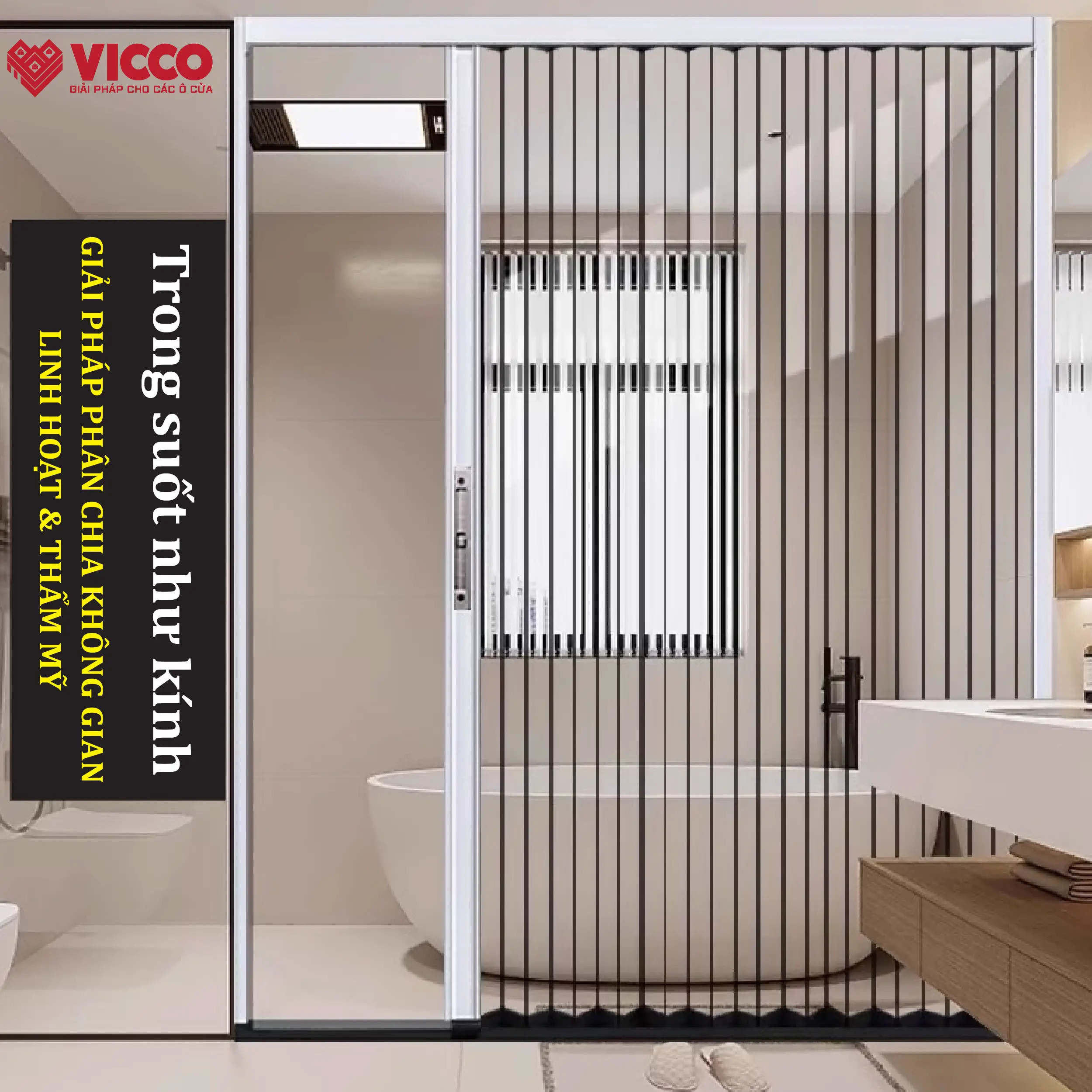 Tạo sự phân vùng thông minh với vách ngăn lá nhựa trong - cửa xếp lá