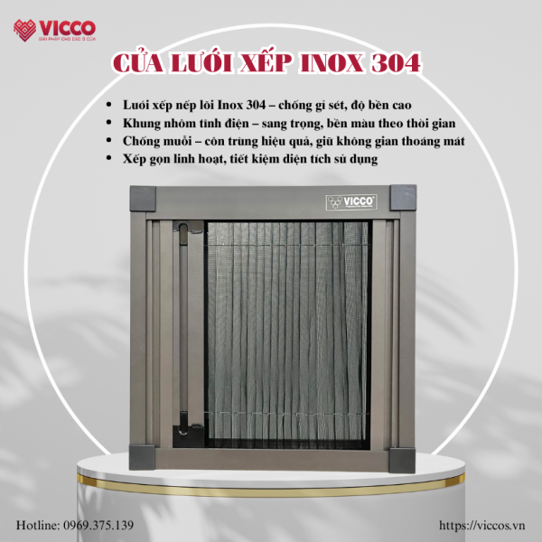 Cửa lưới xếp inox 304